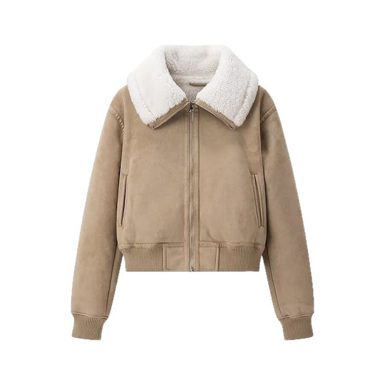 Damen elegante Steppjacke mit weichem Kunstfellkragen und praktischen Taschen R&B