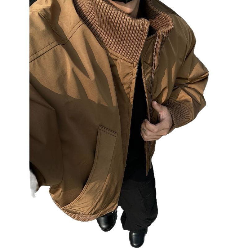 Herren lässige Bomberjacke mit hohem Kragen und praktischen Taschen R&B