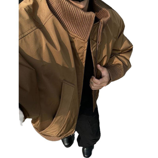 Herren lässige Bomberjacke mit hohem Kragen und praktischen Taschen R&B