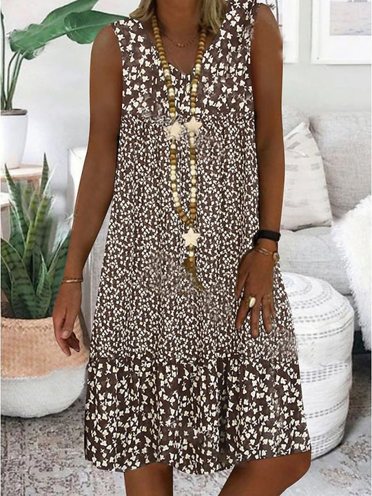 Damen luftiges Freizeitkleid mit verspieltem Blumenmuster und fließender Silhouette R&B