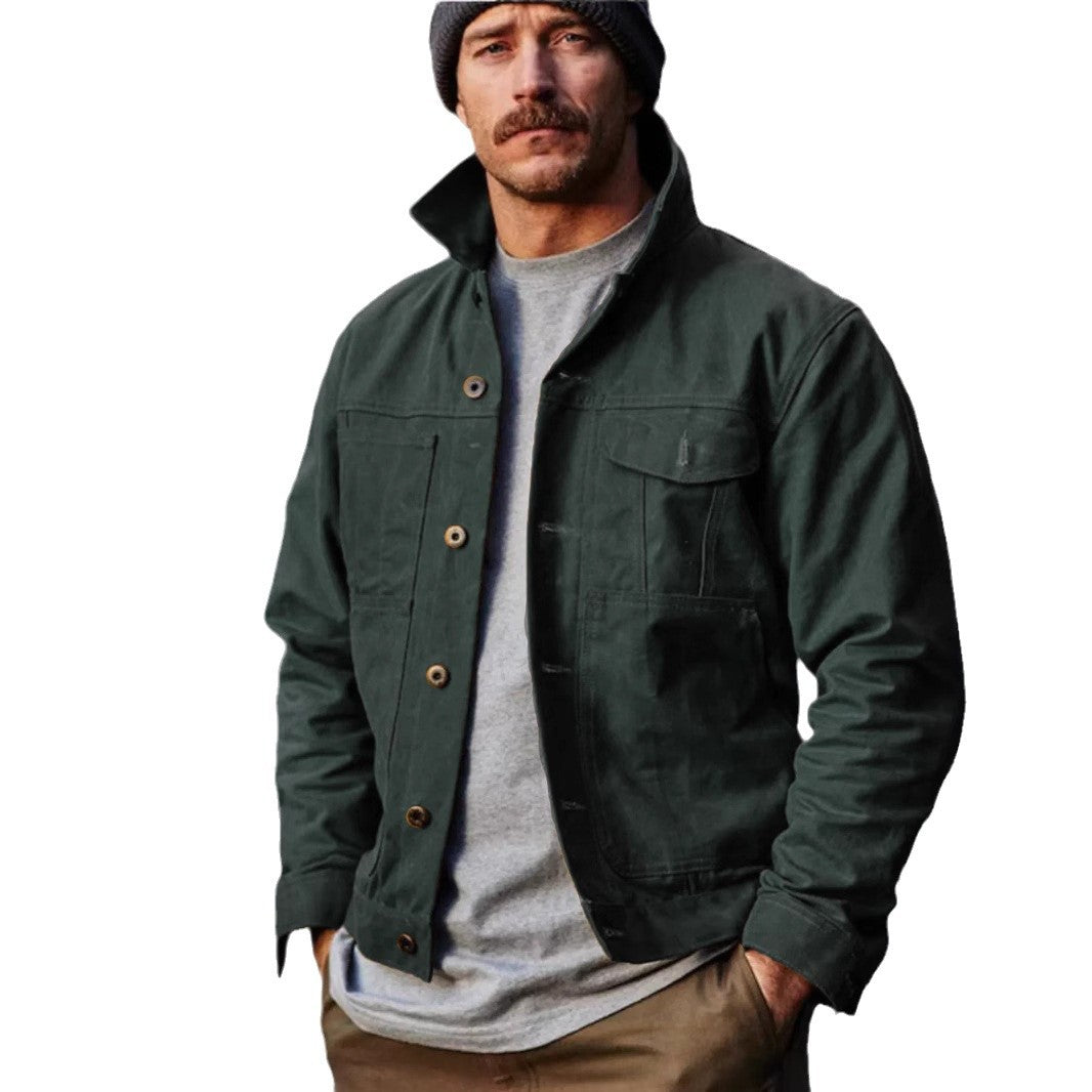 Herren leichte Utility-Jacke mit praktischen Taschen und stylischem Stehkragen R&B