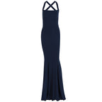 Damen Elegantes langen Kleid mit schulterfreien Trägern und leichtem Schimmer R&B