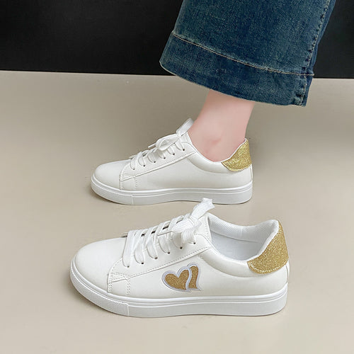 Damen Sneakers mit Glitzerelementen und Herzmotiv R&B