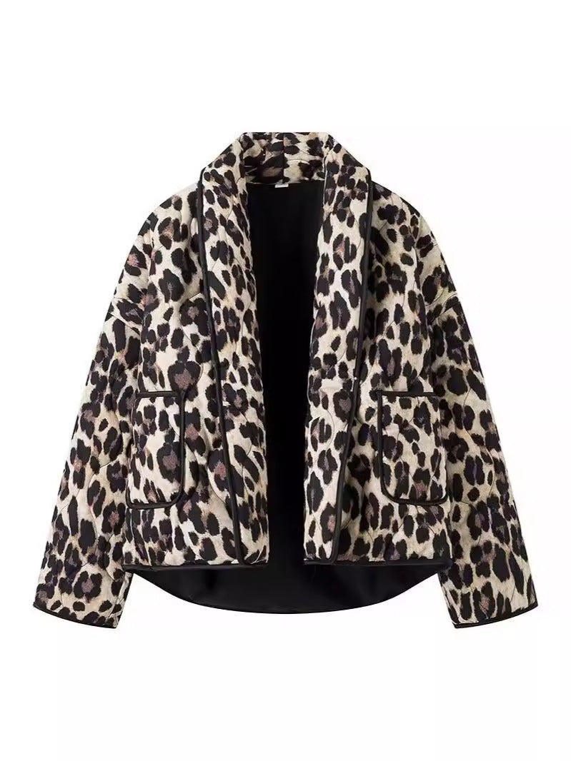 Damen modische Leo-Jacke im lässigen Schnitt mit praktischen Taschen R&B
