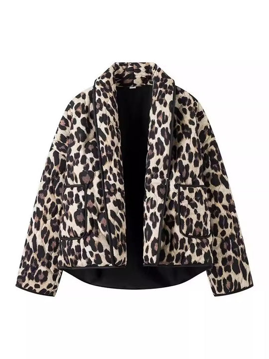 Damen modische Leo-Jacke im lässigen Schnitt mit praktischen Taschen R&B