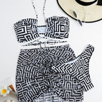 Damen Bikini-Set mit Bandeau-Top und verstellbarem Wickelrock R&B