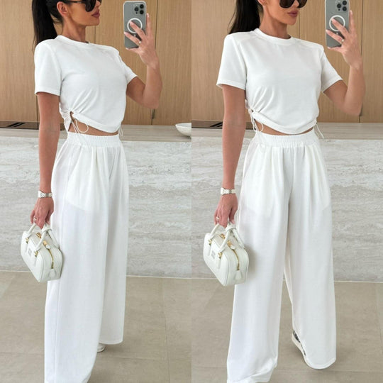 Damen Cropped Drawstring Lounge Set R&B