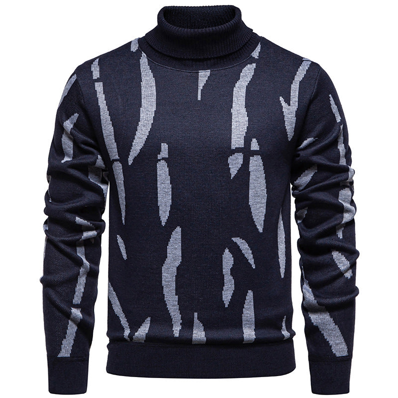 Herren modischer Pullover mit Stehkragen und einzigartigem Muster