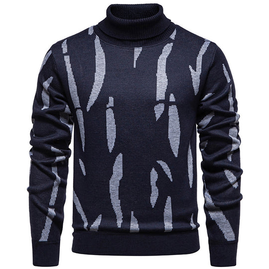 Herren modischer Pullover mit Stehkragen und einzigartigem Muster R&B