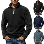 Herren nan Fleece-Halbzippullover mit Stehkragen und Rippbündchen R&B