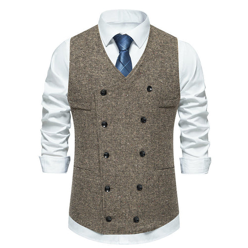 Herren elegante Anzugweste mit doppelt knöpfbarem Design und praktischen Taschen R&B