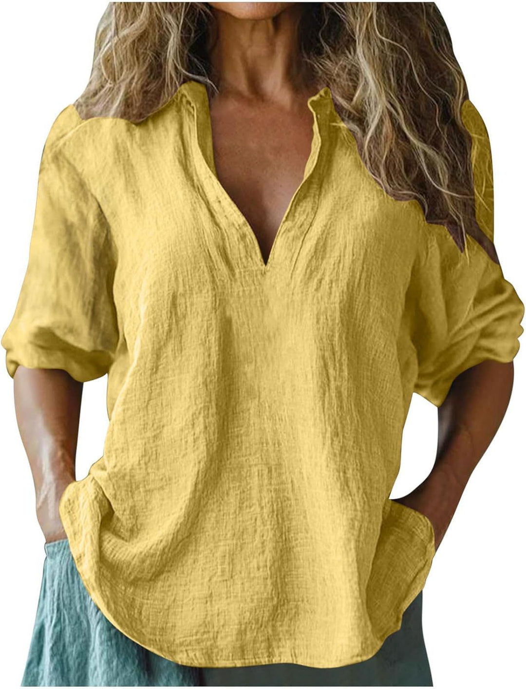 Damen lässige Leinenbluse R&B