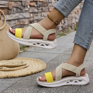 Damen Sportliche Sandalen mit elastischen Riemen und rutschfester Sohle R&B