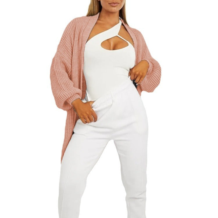 Damen Strickcardigan mit tiefem V-Ausschnitt und großzügigen Taschen R&B