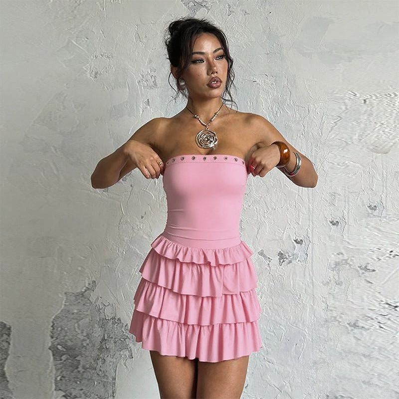 Damen Rüschensommerkleid mit schulterfreiem Design R&B