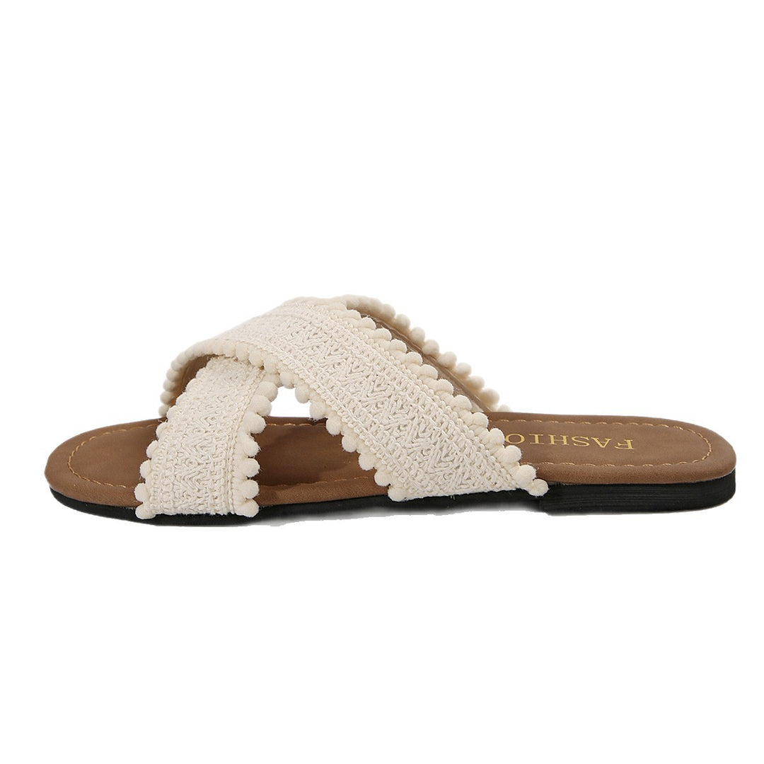 Damen Sommerliche Slip-On Sandalen mit dekorativen Fransen R&B