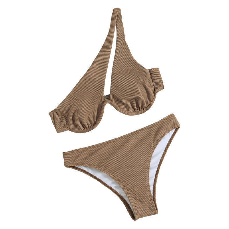 Damen Bikini-Set mit dreieckigem Oberteil und hoch geschnittenem Unterteil R&B