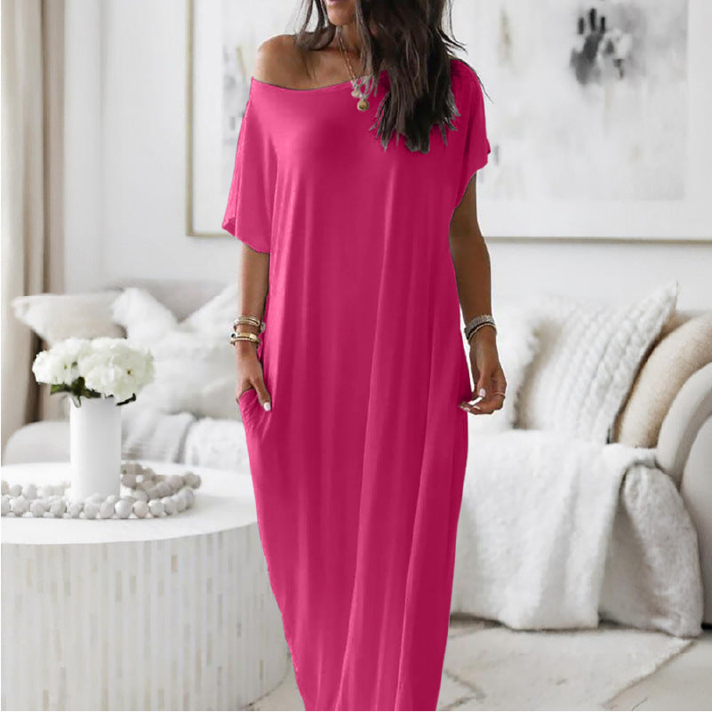 Damen Lockere Maxikleid mit Animal-Print und Seitentaschen R&B