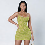 Damen Figurbetontes Spitzenkleid mit Spaghetti-Trägern und raffiniertem Schnitt R&B