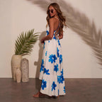 Damen Maxikleid mit elegantem Floral-Design und fließendem Rock R&B