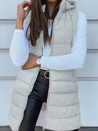 R&B | Ärmellose Lässige Steppjacke mit Kapuze und Reißverschluss