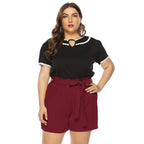 Damen modisches Oberteil mit Rüschenärmel und eleganten Shorts R&B