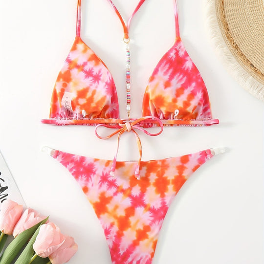 Damen Triangel-Bikini mit modischem Bindeband-Design R&B