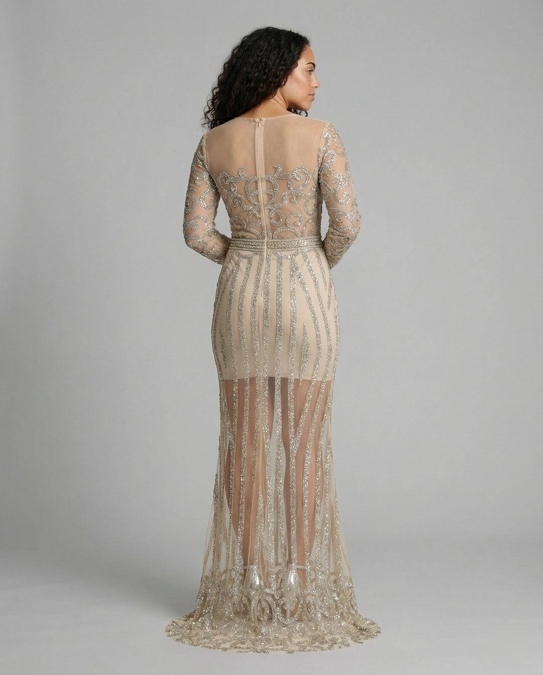 R&B | Damen-Nachtschlaf Ballkleid mit Halbtransparentem Stoff und Juwelen