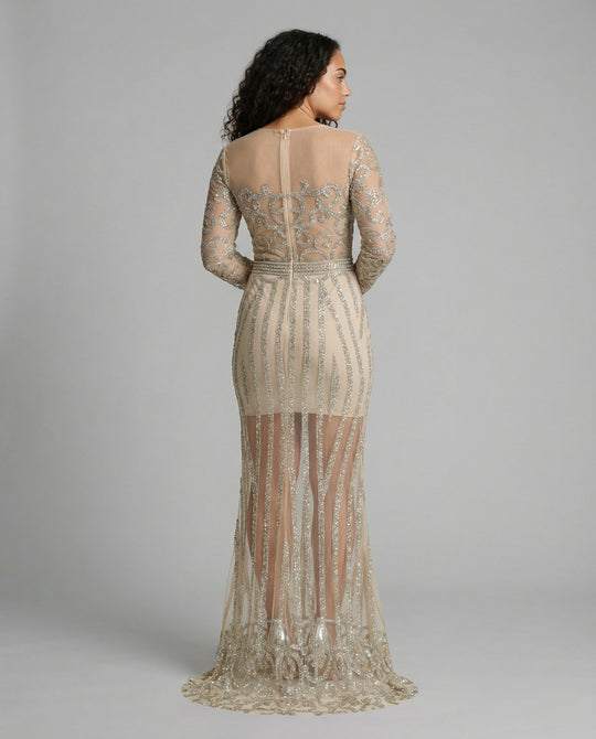 R&B | Damen-Nachtschlaf Ballkleid mit Halbtransparentem Stoff und Juwelen