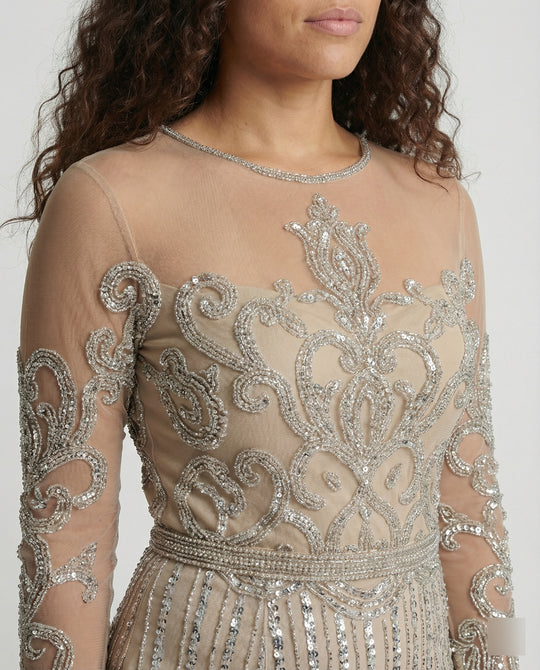 R&B | Damen-Nachtschlaf Ballkleid mit Halbtransparentem Stoff und Juwelen