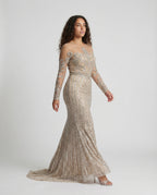 R&B | Damen-Nachtschlaf Ballkleid mit Halbtransparentem Stoff und Juwelen