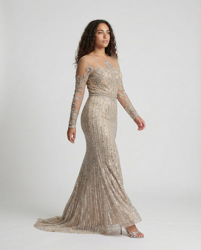 R&B | Damen-Nachtschlaf Ballkleid mit Halbtransparentem Stoff und Juwelen