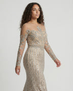 R&B | Damen-Nachtschlaf Ballkleid mit Halbtransparentem Stoff und Juwelen