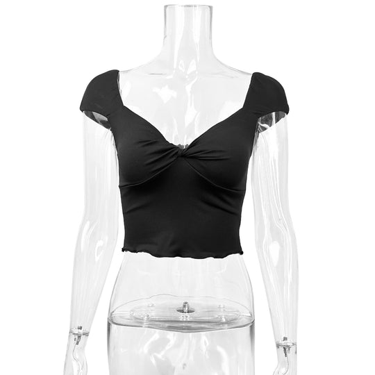 Damen Crop-Top mit herzförmigem Ausschnitt und Raffung R&B