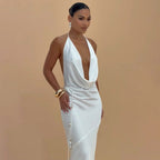 Damen Elegantes Wickelkleid mit schickem Wasserfall-Ausschnitt und perlenverziertem Detail R&B