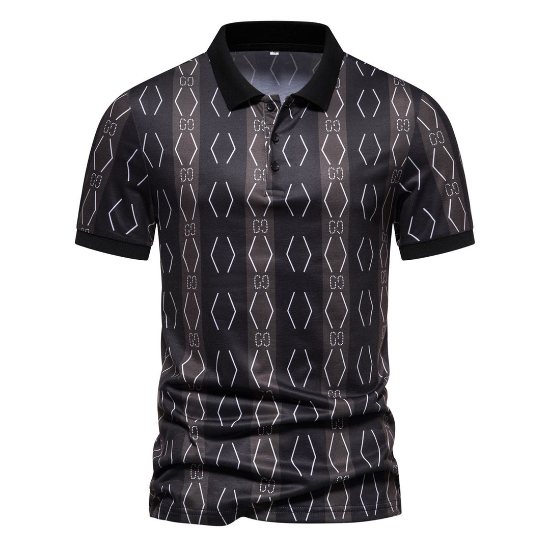 Herren Poloshirt mit einzigartigem grafischen Muster und modernem Kragen R&B