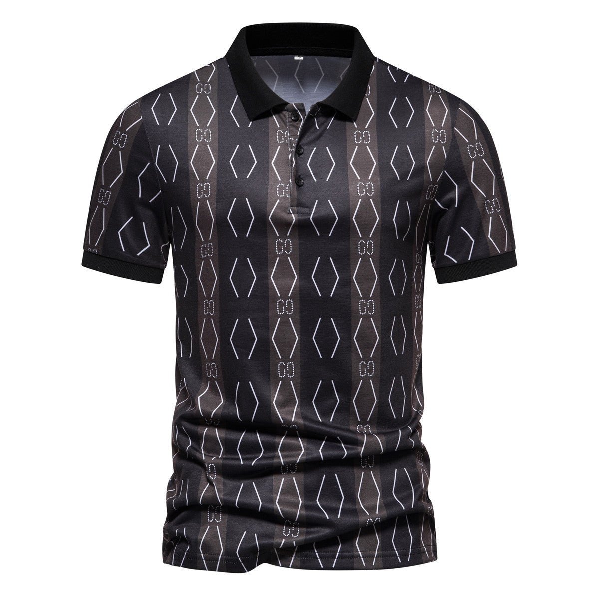 Herren Poloshirt mit einzigartigem grafischen Muster und modernem Kragen