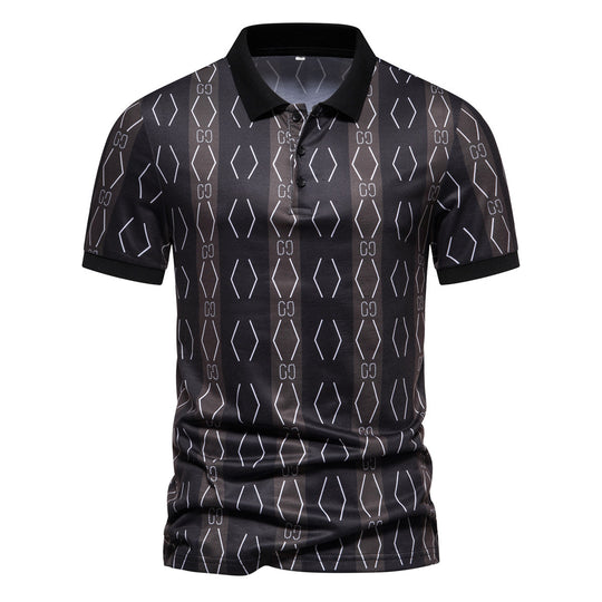Herren Poloshirt mit einzigartigem grafischen Muster und modernem Kragen R&B