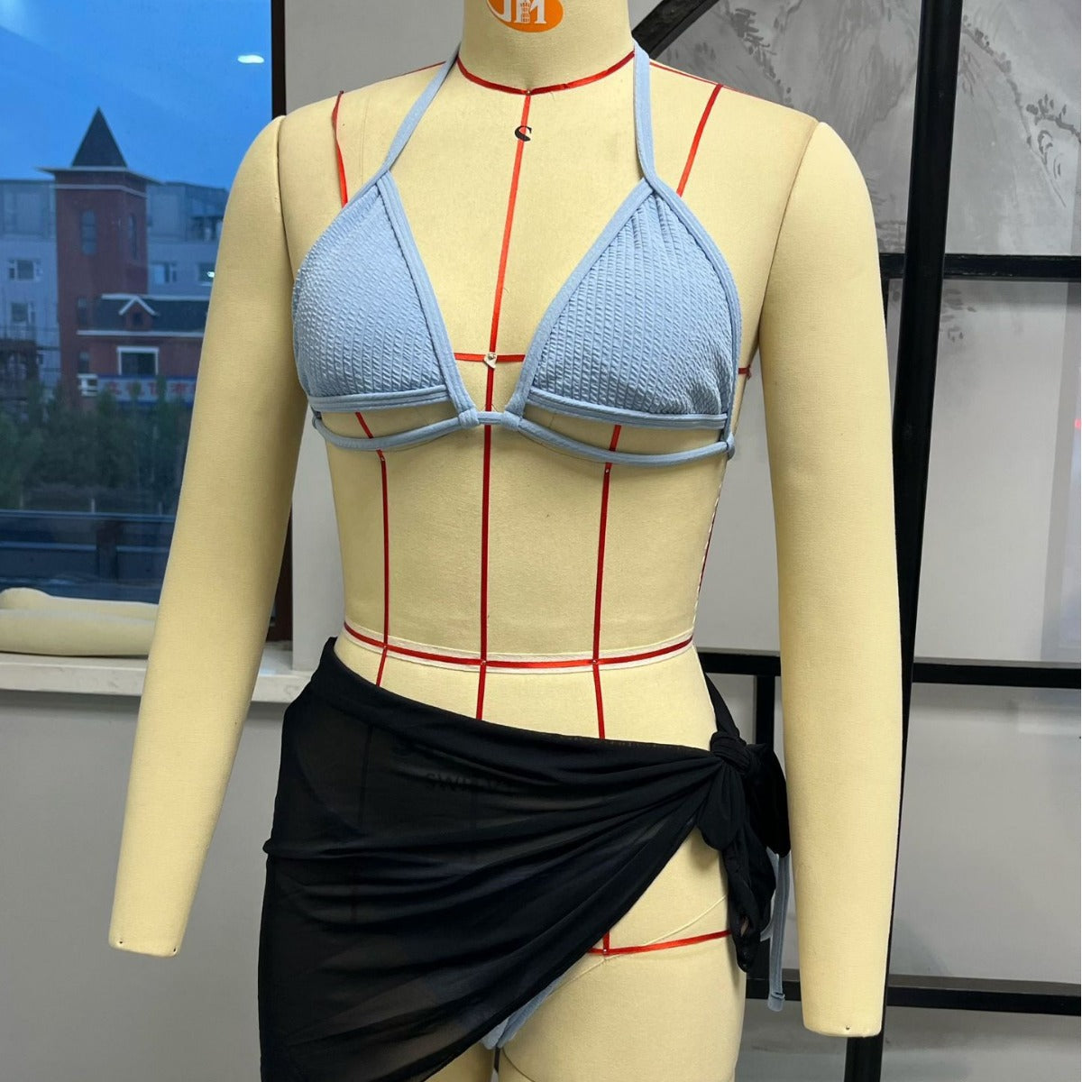 Damen Triangel-Bikini mit modischem Wickelrock R&B