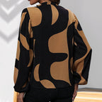 Damen Bluse mit Modischem V-Ausschnitt und Einzigartigem Muster R&B