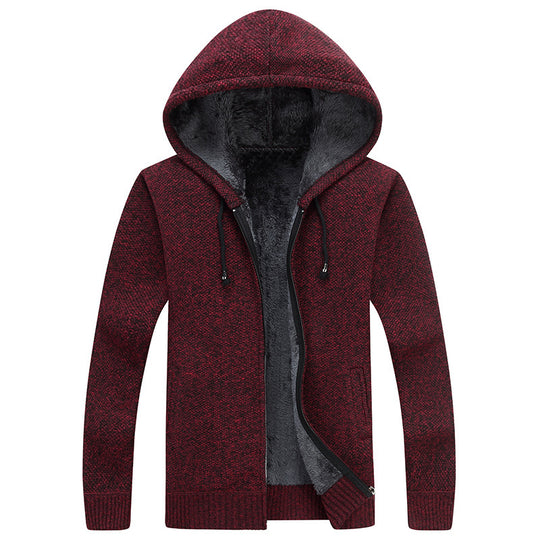 Herren bequeme Fleece-Jacke mit Kapuze und weichem Innenfutter R&B