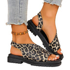 Damen bequeme Riemchen-Sandalen mit buntem Muster R&B
