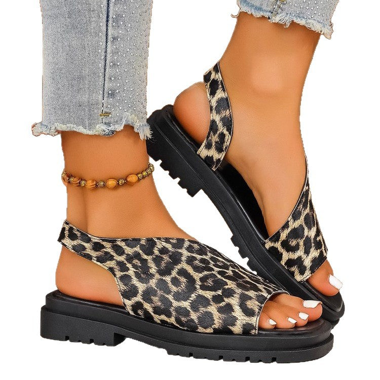 Damen bequeme Riemchen-Sandalen mit buntem Muster R&B