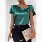 R&B | Satin Twist Einfarbiger Lockerer Vielseitiger Top