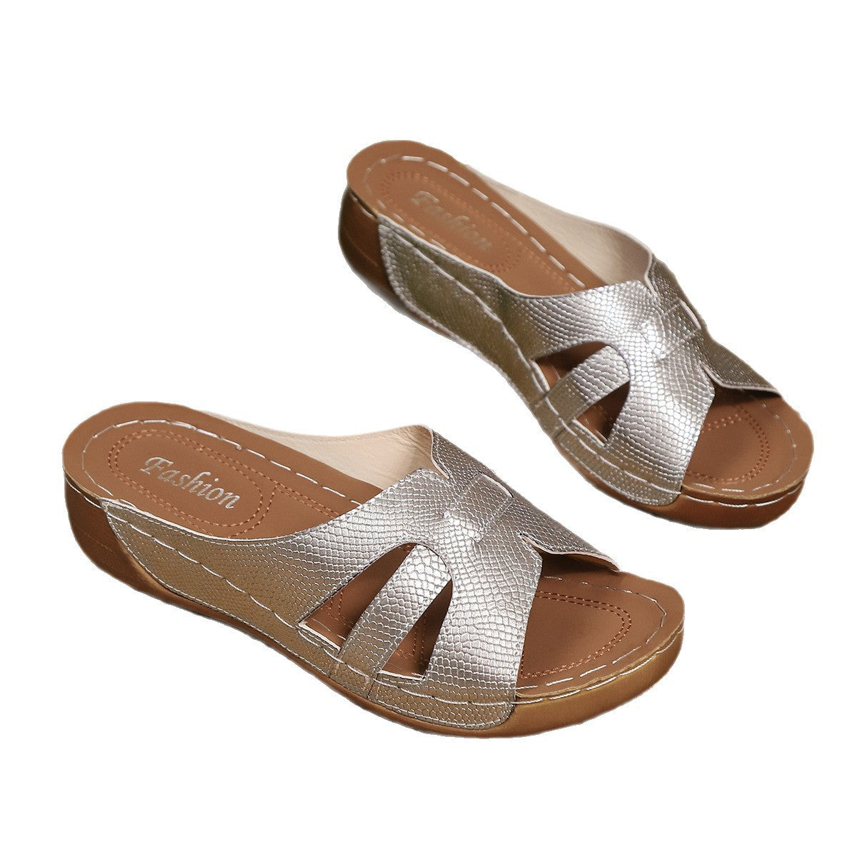 Damen Komfortable zehentrenner Sandalen mit schimmerndem Riemendesign und ergonomischem Fußbett R&B