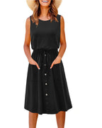Damen Stilvolles Freizeitkleid mit Knopfdetail und praktischen Taschen R&B