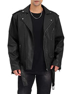 Herren Biker-Lederjacke mit asymmetrischem Reißverschluss