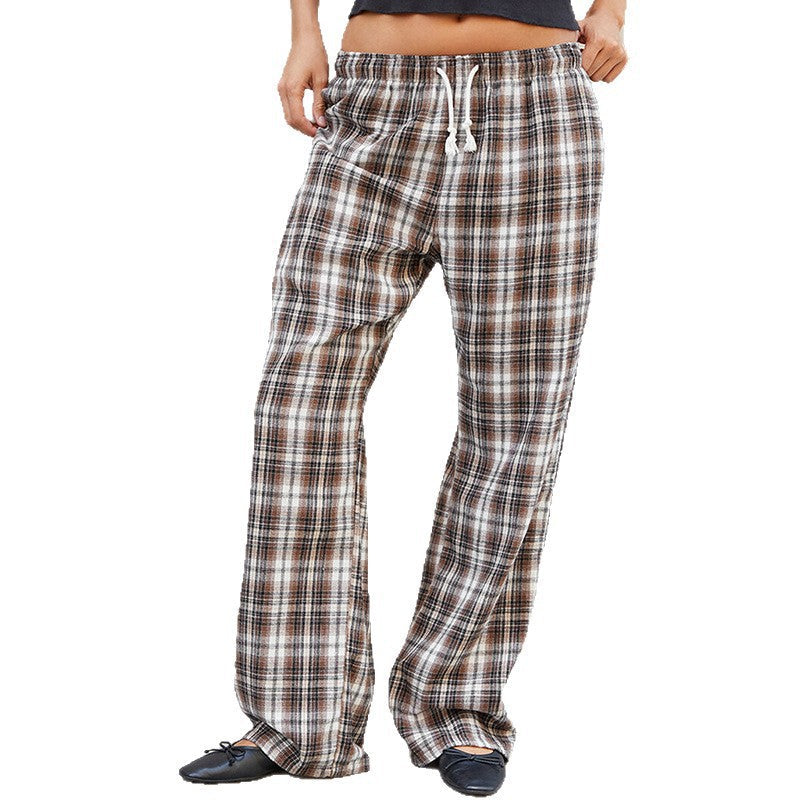 Damen lässige Karomuster Pyjama Strandhose R&B