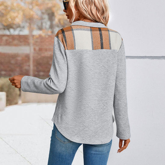 Damen Smarter Pullover mit strukturierter Oberfläche und modischer Knopfleiste R&B