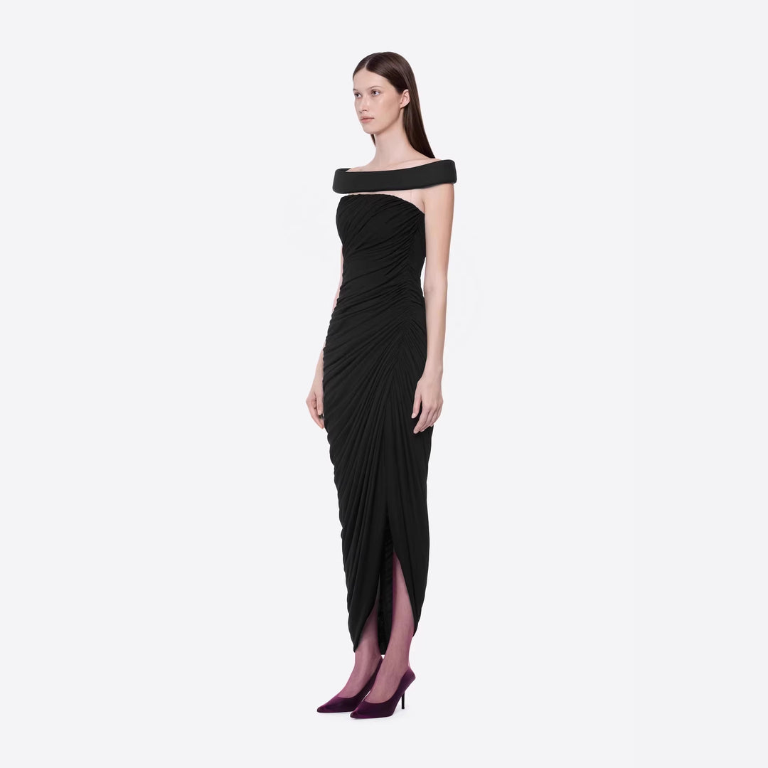 Damen Elegantes Abendkleid mit Off-Schulter-Design und raffiniertem Drapé R&B